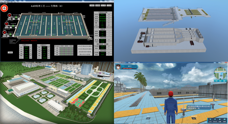 城市污水处理3d仿真工厂